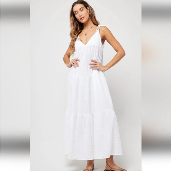 l*space Dresses & Skirts - L*Space Ava Cover-up Maxi Dress White XS Cotton NWT